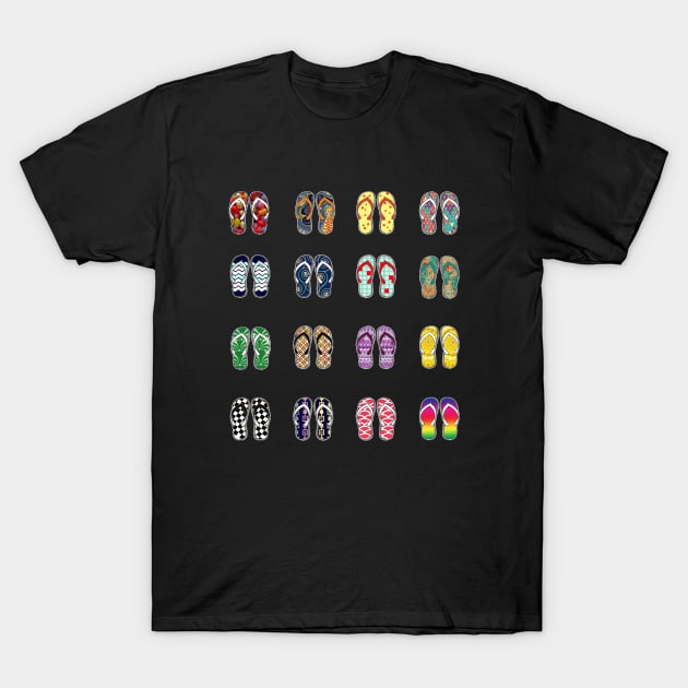 Cute Colorful Summer Flip Flops T-Shirt by DISmithArt